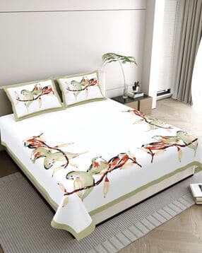 200 TC Printed King-Size Bedsheet with Pillow Covers-image-27