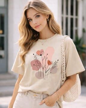unidor Women Graphic Print Oversized Crew-Neck T-Shirt-picture-20
