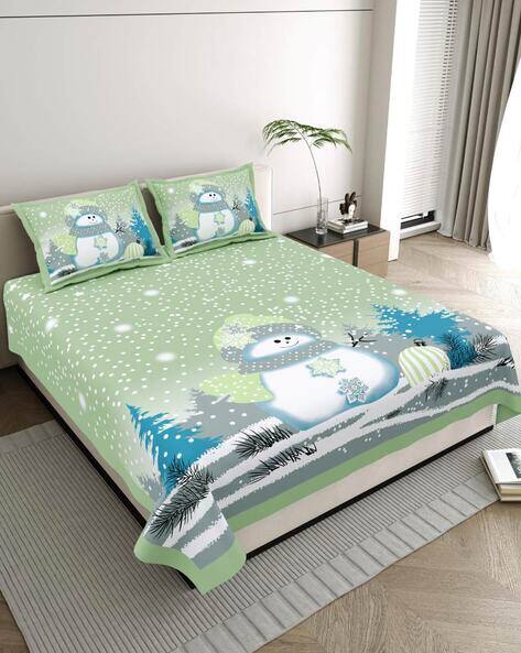 Jaipur Fabric 240 Tc Pure Cotton Floral Hand Block King Bed Sheet With 2 Pillow Cover