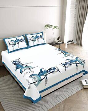 jaipur fabric 200 TC Printed King-Size Bedsheet with Pillow Covers-picture-12