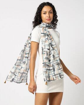 yousta Women Printed Scarf with Tassels-picture-12