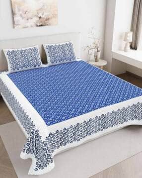 jaipur fabric 150 TC Geometric Print Double Bedsheet with Pillow Covers-picture-16