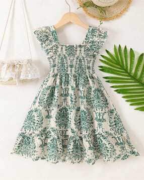 Girls Floral Print Fit & Flare Dress-image-36