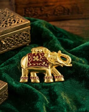 Unisex Gold Toned Royal Elephant-Shaped Brooches-image-3
