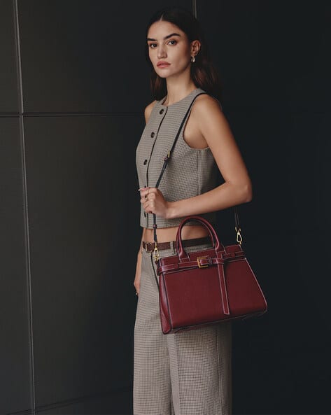 Miraggio Women Satchel Bag with Detachable Strap