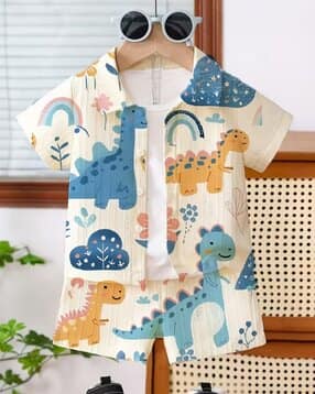 Boys Printed Shirt & Shorts Set