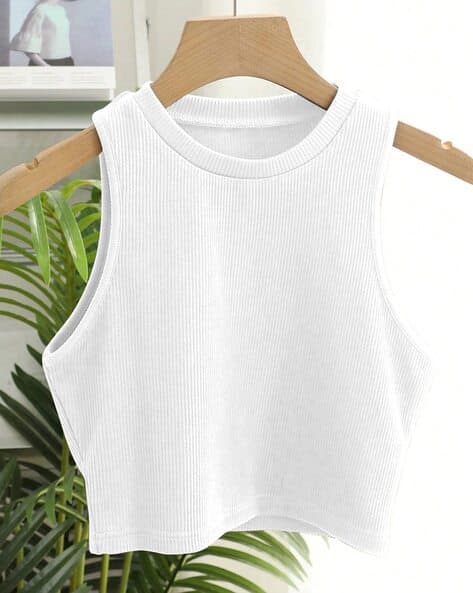Buy LAGASHI Women Ribbed Fitted Tank Top Online | Ajio.com