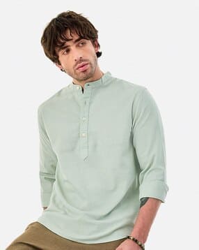 snitch Men Regular Fit Mandarin-Collar Short Kurta-picture-13