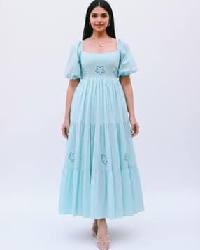 Women Floral Print Tiered Dress