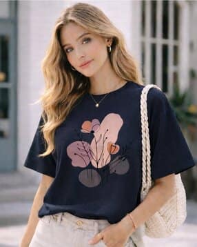 unidor Women Graphic Print Oversized Crew-Neck T-Shirt-picture-25
