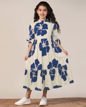 fashion dream Girls Floral Print Fit and Flare Dress-picture-43