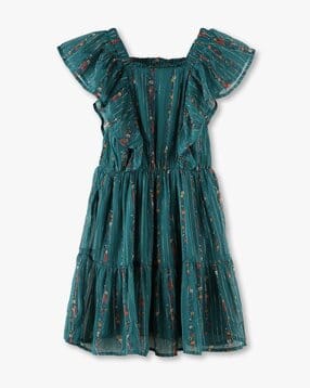 point cove Girls Floral Print Tiered Dress-picture-13