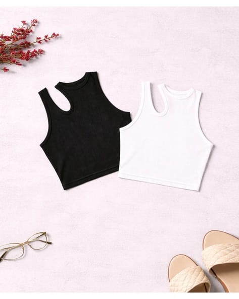 Glowberry Women Pack of 2 Ribbed Slim Fit Tank Top