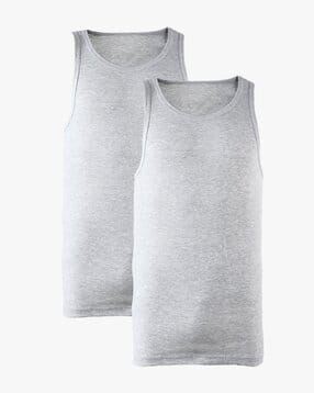 netplay Men Pack of 2 Heathered Sleeveless Vests-picture-11