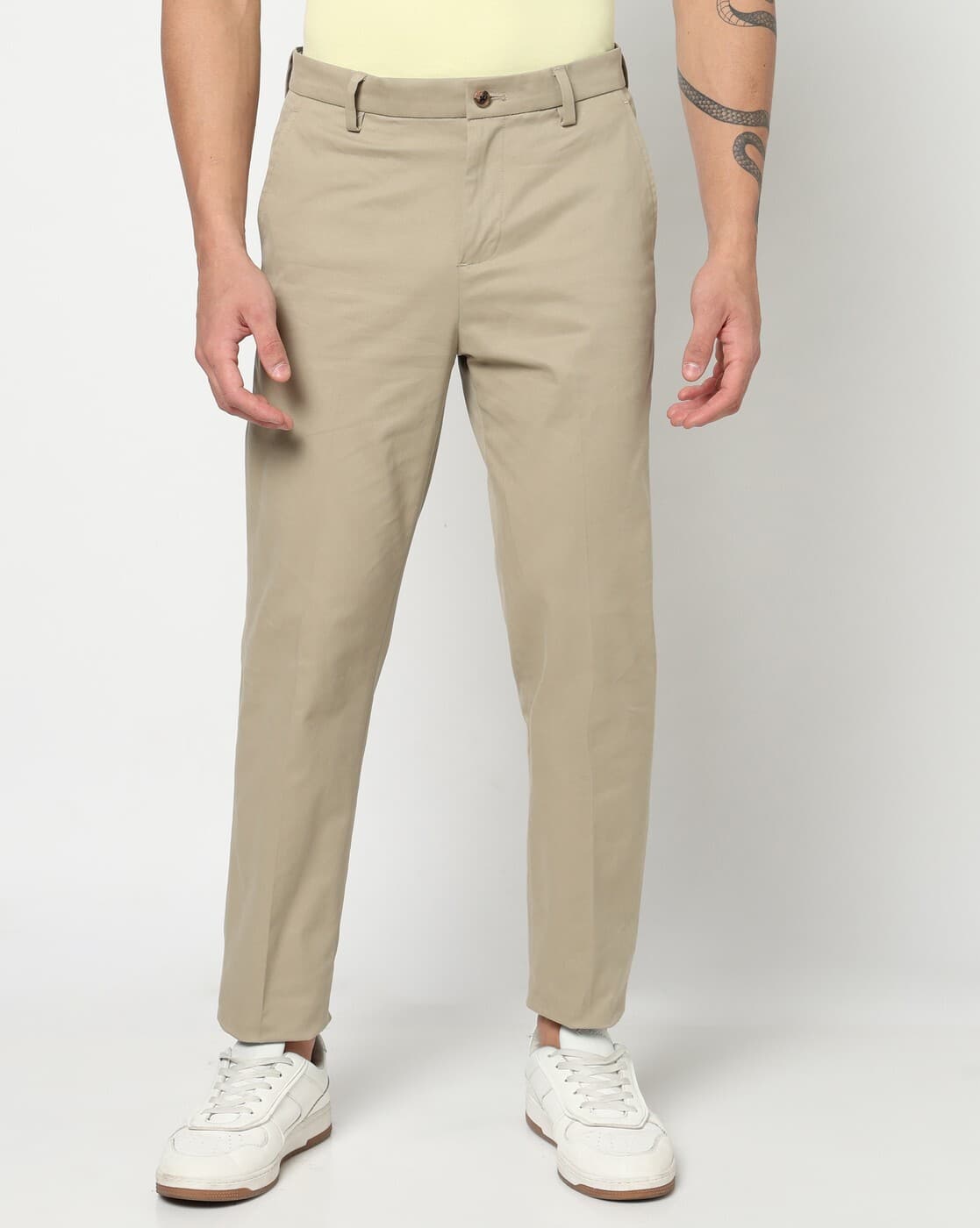 Men Extra Slim Fit Mid-Rise Chinos
