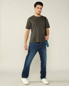 Men Mid-Rise Straight Fit Stretch Jeans