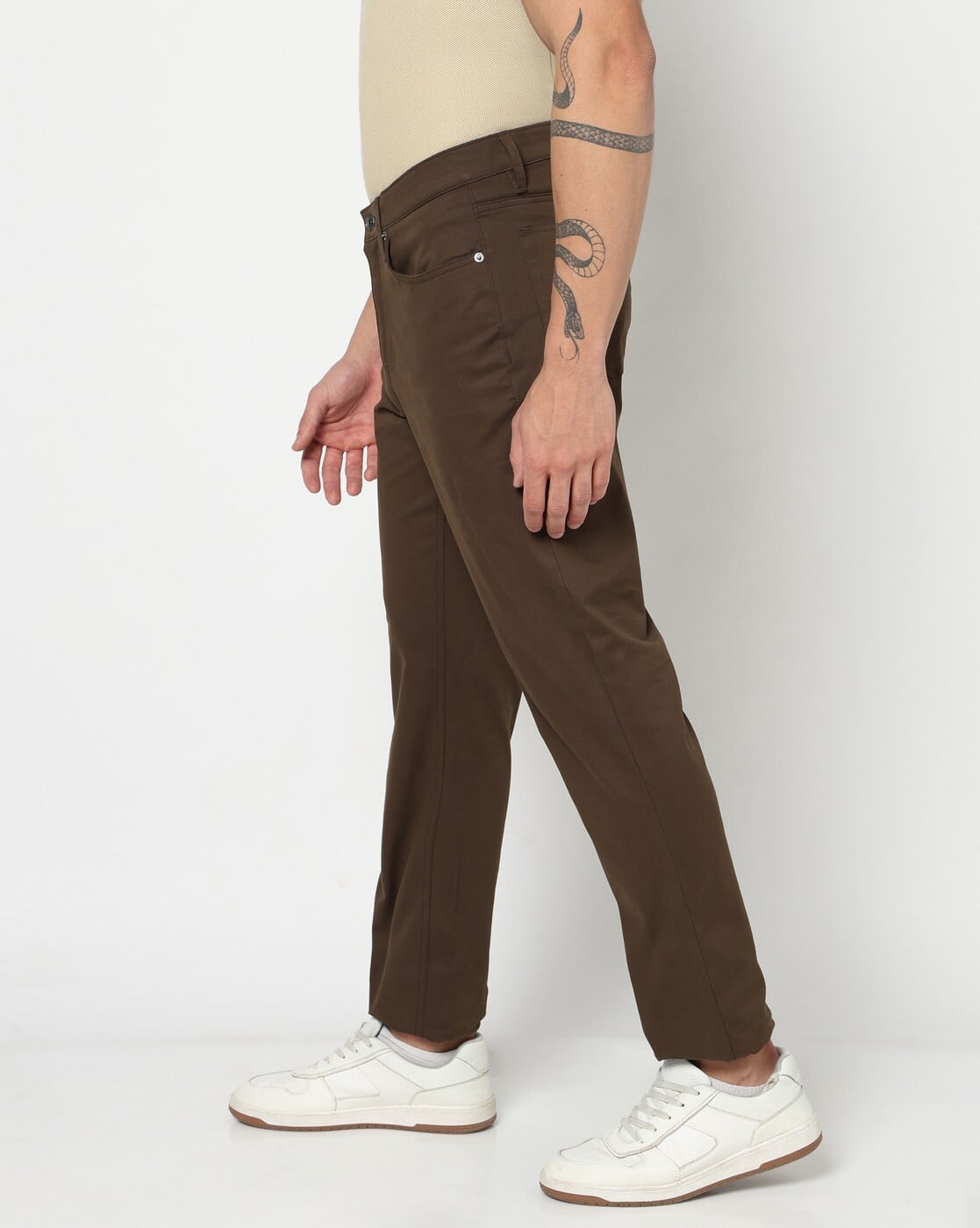 Men Extra Slim Fit Mid-Rise Chinos