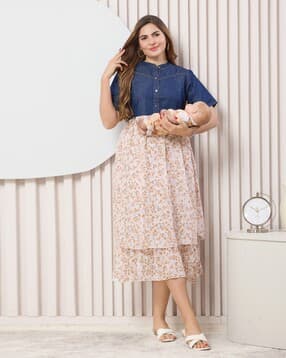 easy mom Women Floral Fit and Flare Dress-picture-36