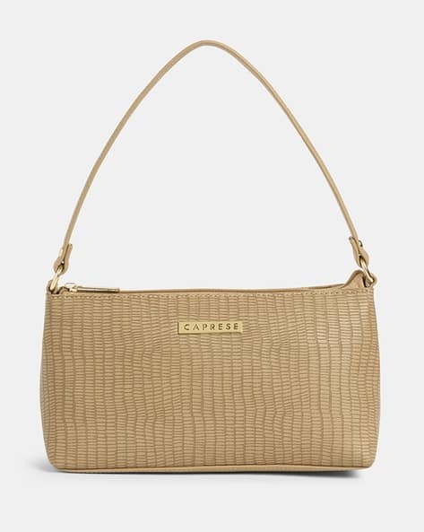 CAPRESE Women Croc Embossed Baguette Bag with Metal Accent