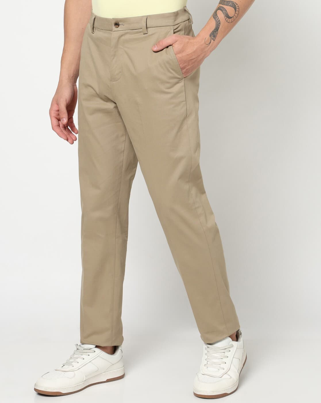 Men Extra Slim Fit Mid-Rise Chinos