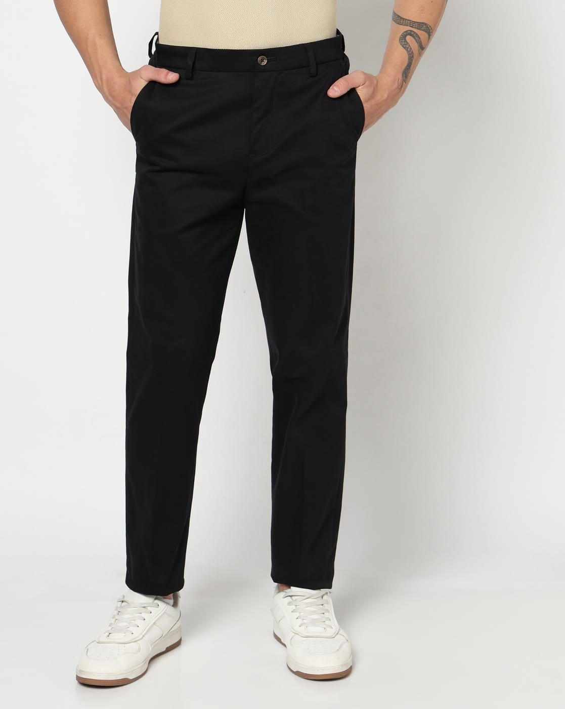 Men Extra Slim Fit Mid-Rise Chinos
