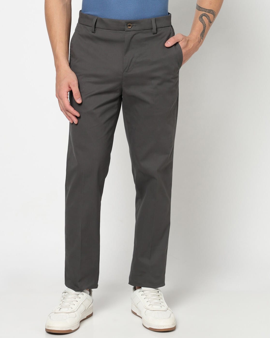 Men Extra Slim Fit Mid-Rise Chinos