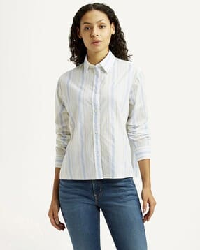 Women Collar-Neck Relaxed Fit Casual Shirt-image-5