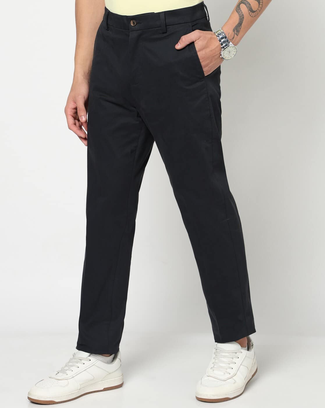 Men Extra Slim Fit Mid-Rise Chinos