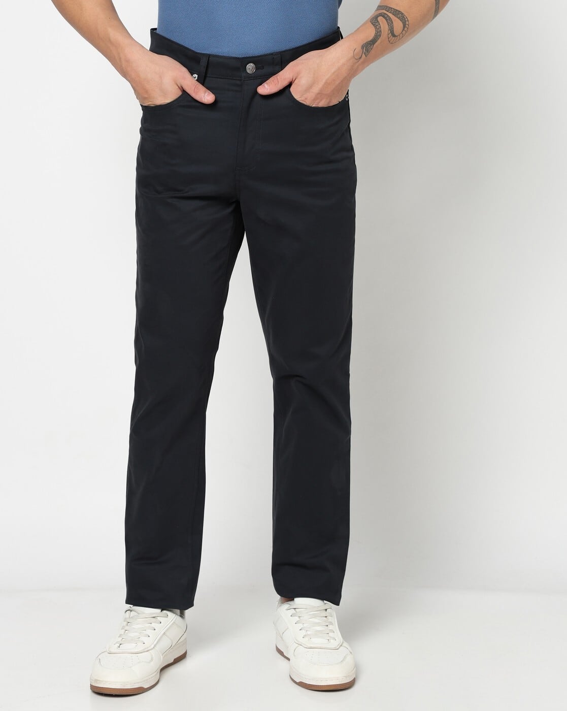 Men Extra Slim Fit Mid-Rise Chinos