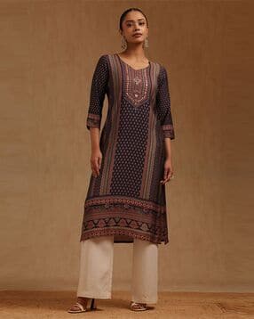 soch  Women Silk Ethnic Motifs Kurta -picture-40