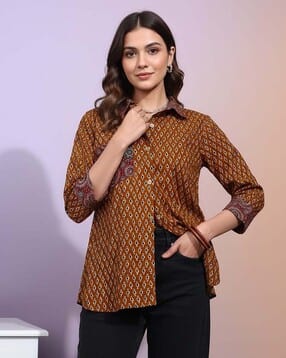 svaraa Women Printed Loose Fit Spread-Collar Shirt-picture-41