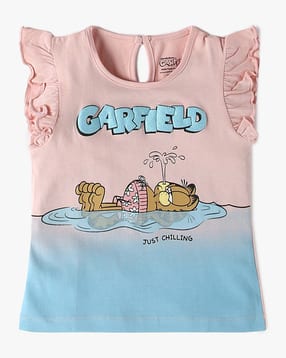 inf frendz Girls Garfield Print Regular Fit Round-Neck T-Shirt-picture-41
