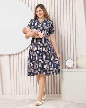 easy mom Women Abstract Fit and Flare Dress-picture-32