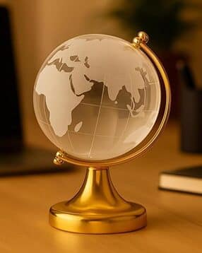 Mini Crystal Globe with Golden Stand Showpiece