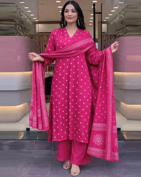 SANTOPERA DESINGER Women Floral A-line Kurta Set