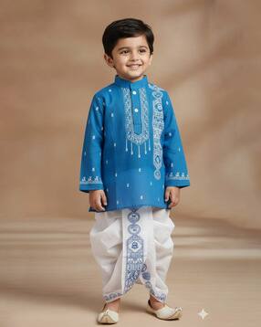 new gen Boys Embroidered Kurta Dhoti Set-picture-29