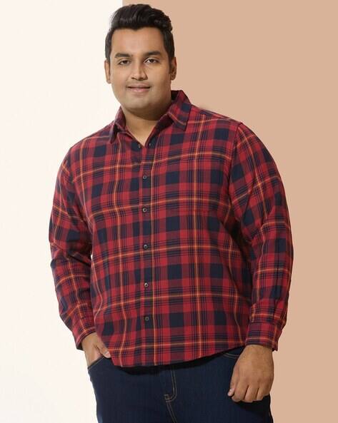 Neon Chillie Men Checked Plus Regular Fit Shirt
