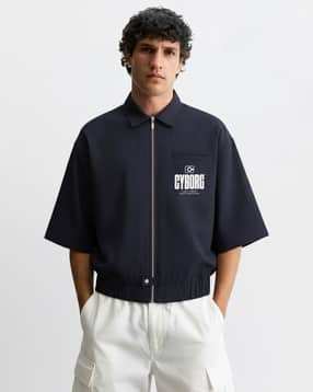 the indian garage co Men Patterned Oversized Zip-Front Shacket-picture-35