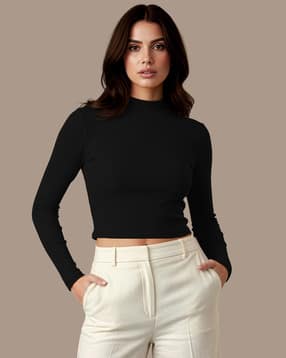 Women Ribbed Fitted Top
