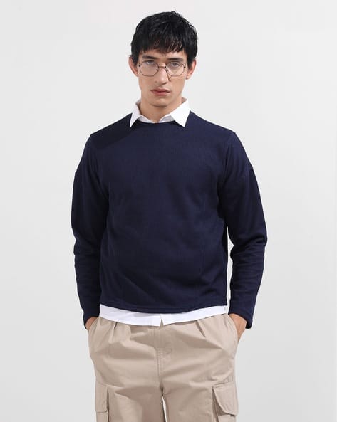 The Indian Garage Co Men Ribbed Boxy Fit Crew-Neck T-Shirt