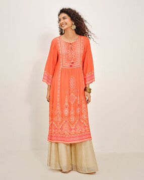 global desi Women Printed Straight Kurta-picture-10