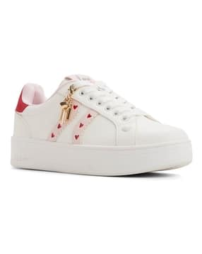 Women Heart Print Lace-Up Sneakera-image-37