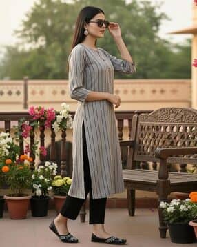 indie picks Stripes Straight Kurta-picture-34