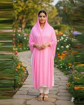 nyrika Women Striped Dupatta with Lace Detail-picture-27