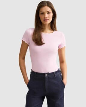 forever new Women Ribbed Slim Fit Crew-Neck T-Shirt-picture-30