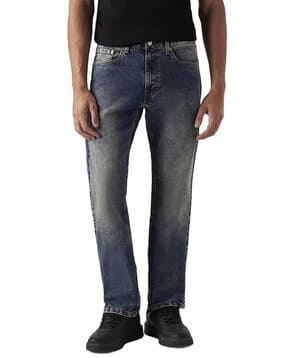 Men Lightly Washed 505 Straight Jeans