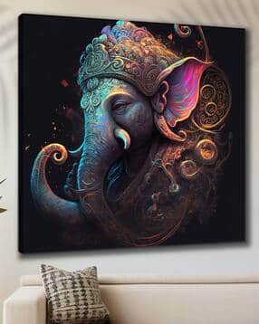 livin luxe Abstract Lord Ganesha Framed Canvas Painting for Living Room Wall Décor-picture-14