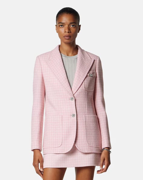 Herlipto Grace Tweed Jacket pink 紙タグ即購入可 Buy VERSACE Crepe Tweed Blazer | Pink Color Women | AJIO LUXE
