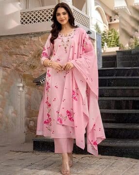 kiana house of fashion Women Embroidered Straight Kurta Set with Dupatta-picture-14