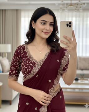 nyrika Women Traditional Saree with Blouse Piece-picture-19